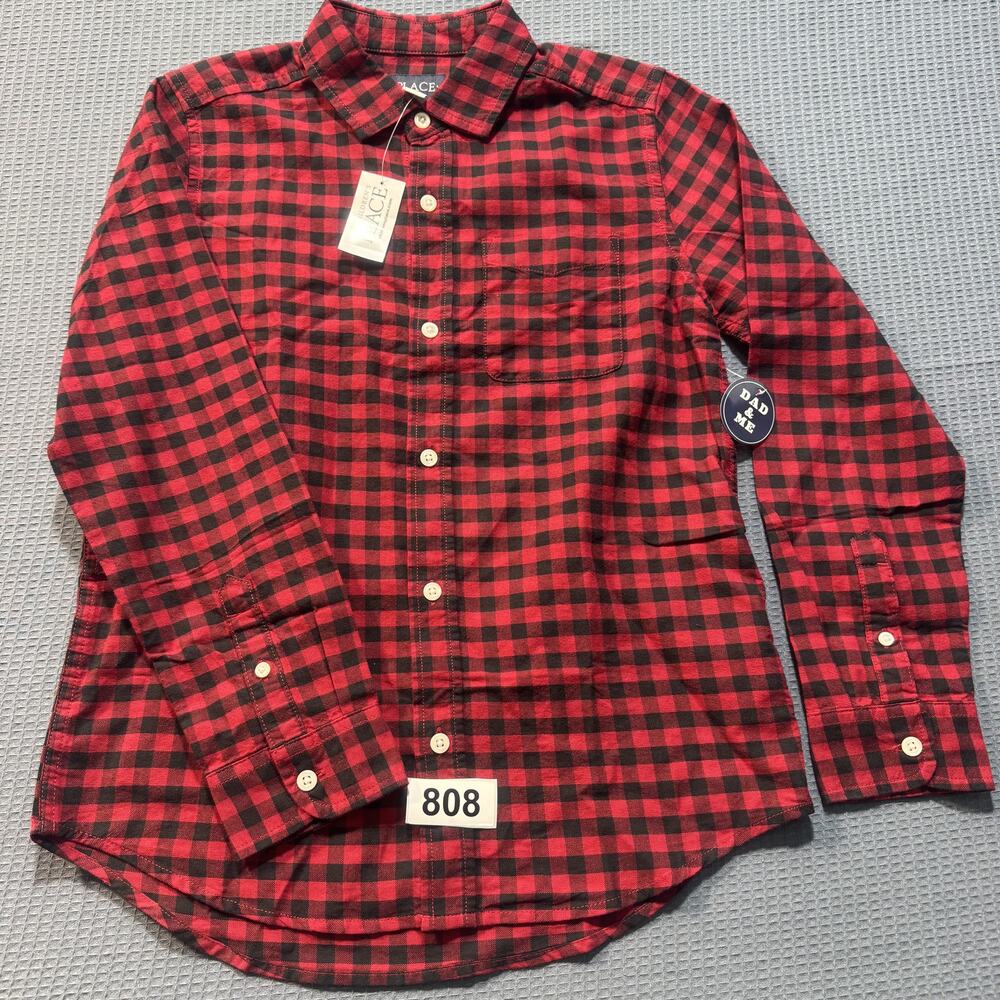 The Children's‎ Place Dad Matching Short Sleeve Plaid Shirt Boy's Sz L Brand New